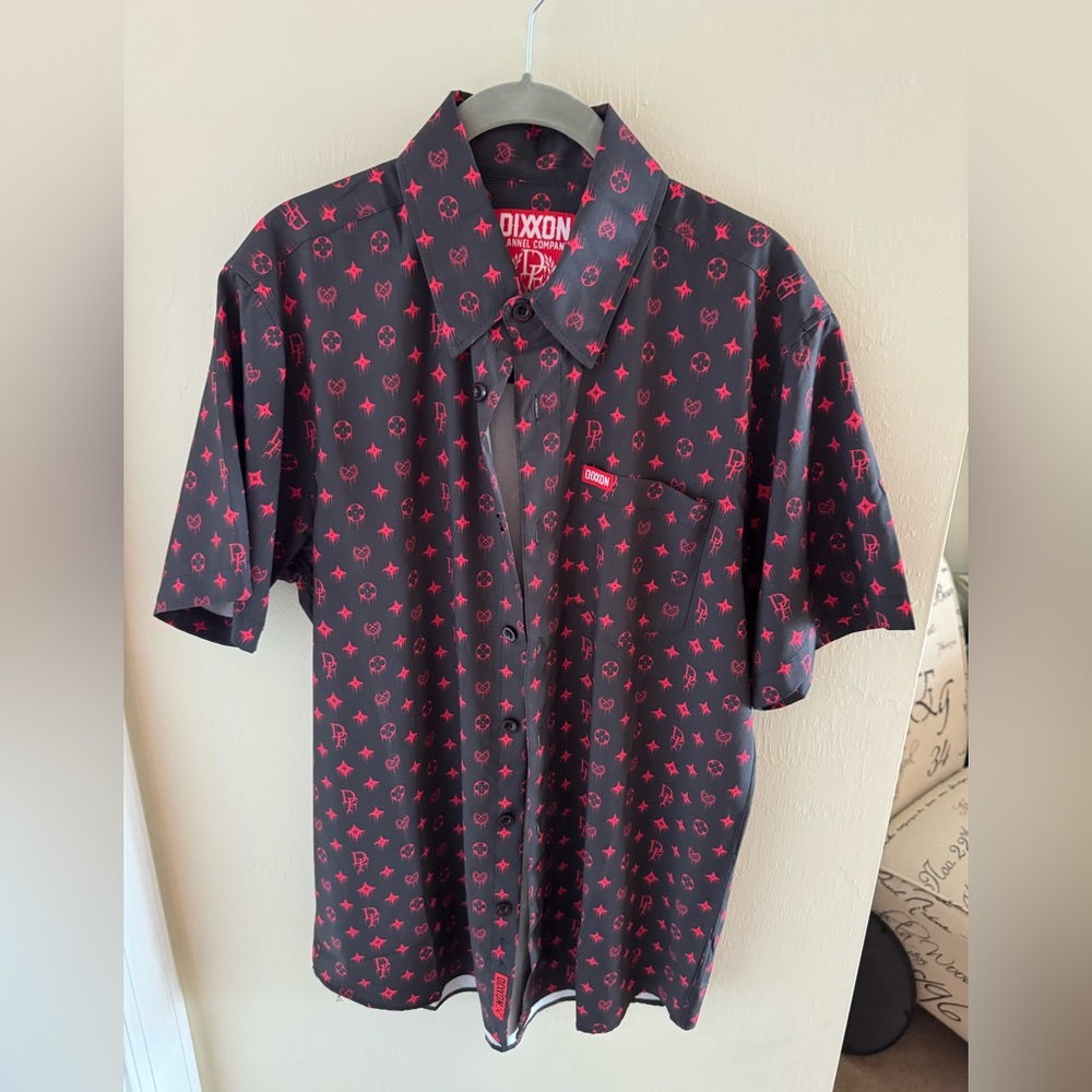 DIXXON Bougie Black and Red Casual Button Down Shirt